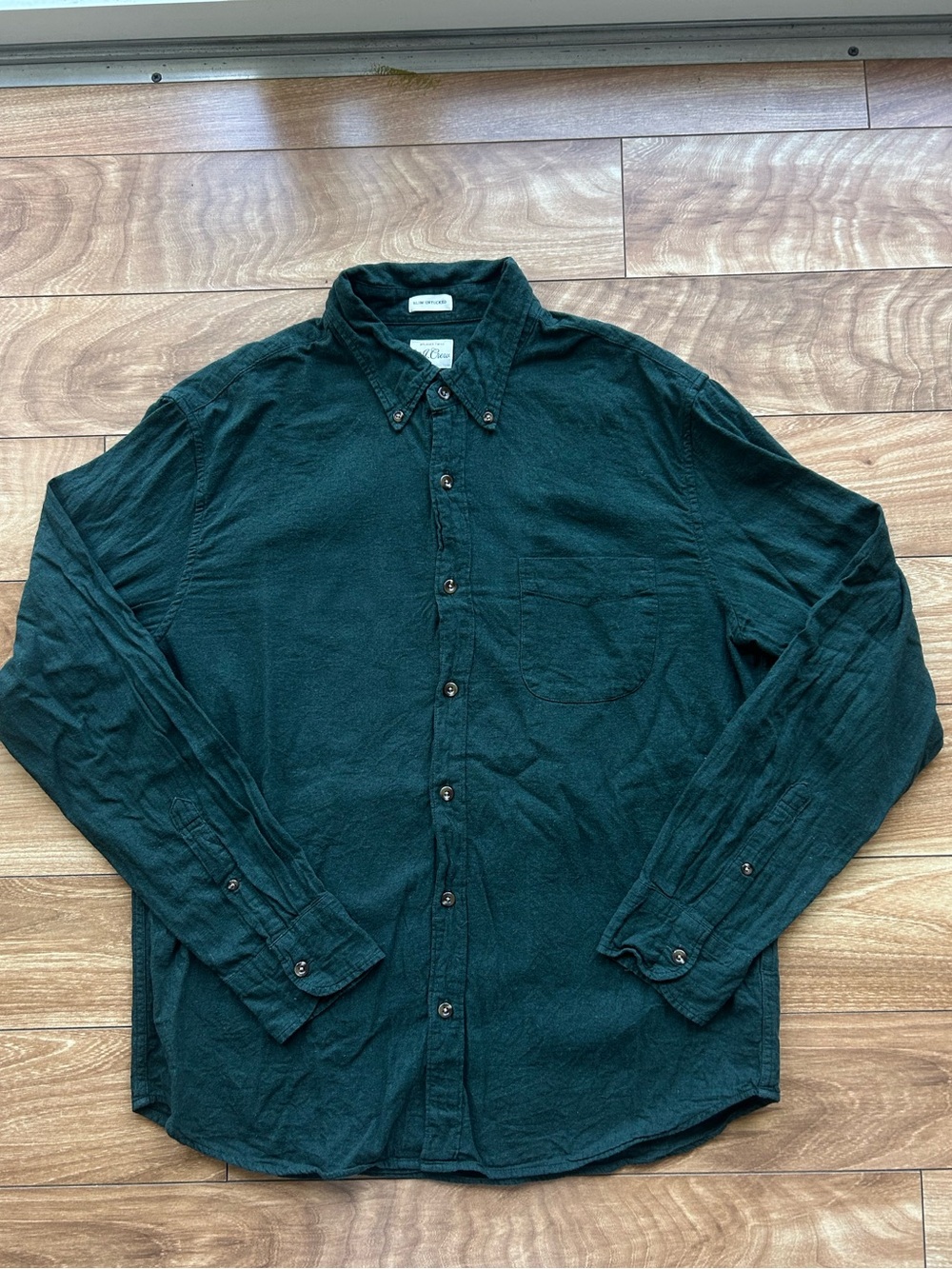 J. Crew Slim Untucked Brushed Twill Green Button Down Shirt